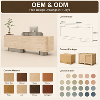 Bureau d'accueil moderne en pierre de travertin texturée avec décoration en acier inoxydable pour hall d'entreprise OEM ODM personnalisé