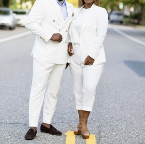 Trajes de <span class=keywords><strong>hombre</strong></span> informales blancos nuevos a medida para <span class=keywords><strong>hombre</strong></span>, <span class=keywords><strong>Terno</strong></span> Masculino esmoquin personalizado, trajes de negocios para <span class=keywords><strong>hombre</strong></span>, dos piezas (chaqueta + pantalones) - Product Image 4