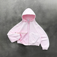 Sweat-shirts à capuche unisexe en molleton bouclette avec logo personnalisé, de haute qualité, coupe oversize, épais, rose délavé, style designer, fabricant
