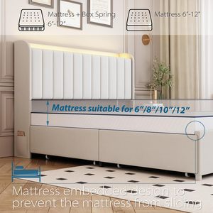 <span class=keywords><strong>Letto</strong></span> Matrimoniale Pieghevole con 4 Cassetti Contenitore, <span class=keywords><strong>Testiera</strong></span> Imbottita in Velluto, Luci LED, Stazione di Ricarica e Pannello in Compensato - Product Image 6