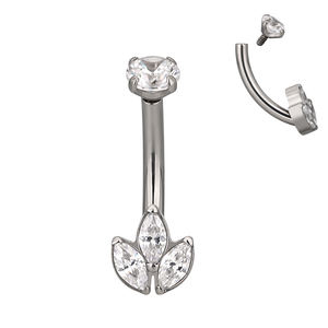 El más nuevo Titanium Curved Barbell 3 Marquise CZ Curved Barbell Eyebrow - Product Image 6