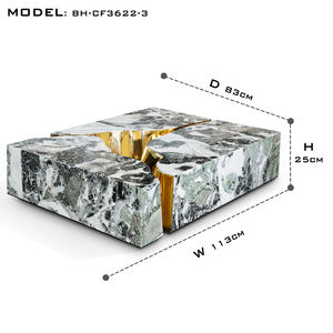 Table basse moderne et unique à texture marbrée Table centrale modulaire en laiton poli pour le salon - Product Image 3