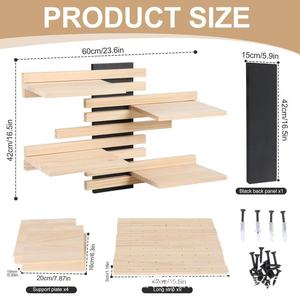 Wooden Wall Mounted Multi Tier <b>Shelf</b> 4 Layers Rectangle Display <b>Rack</b> For Living Room Storage - Product Image 4