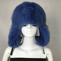 Gorro de Invierno de Piel de Zorro Natural Estilo Ruso para Mujer, con Orejeras de Piel de Mapache Auténtica, de Lujo y Clásico