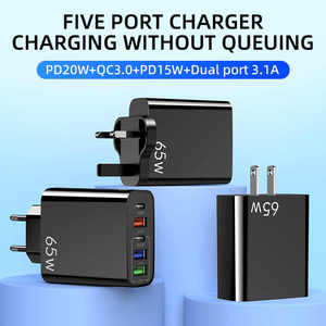 อะแดปเตอร์ชาร์จเร็ว5พอร์ตสำหรับแท่นชาร์จ3ช่องเสียบ USB 65W ปลั๊กอะแดปเตอร์ชาร์จโทรศัพท์มือถือ - Product Image 6