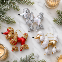 Décoration de Noël 2026 : Poodle en sequins à suspendre, pour arbre de Noël, fête, maison, cadeau pour amoureux des animaux