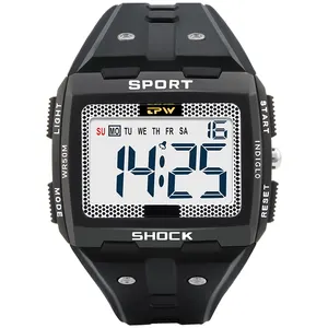 TPWビッグナンバーフルサイズデジタル時計読みやすい5ATM耐水性高品質時計屋外防水スポーツ時計