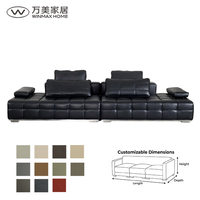 Modernes Luxus-Echtleder-Sofa mit 3/4 Sitzen, Modulares Design, Holz-Eisen-Rahmen für Wohnzimmer, Villa und Hotel, Modell S59