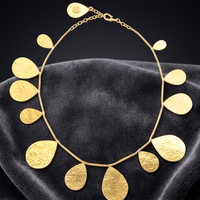 Collier vintage fait main en laiton plaqué or 18 carats, motif goutte d'eau, pour femme, idéal pour les occasions spéciales et les mariages