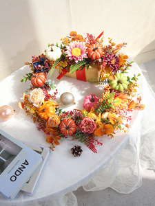 Nuova Ghirlanda Autunnale per il Ringraziamento <span class=keywords><strong>e</strong></span> Natale, Decorazione Colorata con <span class=keywords><strong>Zucche</strong></span> <span class=keywords><strong>e</strong></span> Rose per un'Atmosfera di Halloween - Product Image 6