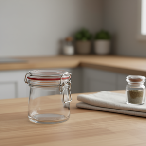 Emzy Square Wire Bail <b>Glass</b> Jar 900 Ml With Ring 65x90mm Food Storage <b>Container</b> - Product Image 3