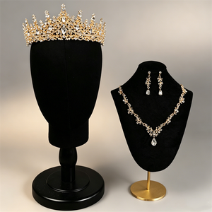 Juego de Joyería Nupcial de Lujo con Aleación y Diamantes de Imitación, 2 Piezas (Collar y <span class=keywords><strong>Pendientes</strong></span>) / 3 Piezas (Tiara y Corona) para Boda, Concurso o Fiesta de Noche - Product Image 3