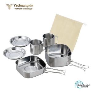 Ensemble de cuisine de camping portable en acier inoxydable pour l'extérieur, 3-4L, design minimaliste pour cuisinières à gaz et à induction - Product Image 2