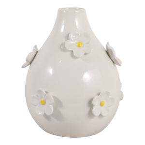 Vaso in Ceramica a Goccia con Dettagli Floreali in Rilievo per Soggiorno, Vaso Decorativo Boho per Fiori, Esposizione Domestica - Product Image 6