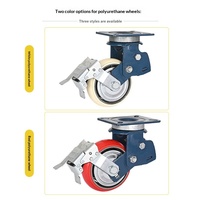 Roue pivotante industrielle robuste avec amortisseur à ressort et frein, en polyuréthane, 5, 6, 8 pouces