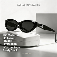 Lunettes de soleil polarisées œil de chat tendance pour femmes, monture PC, protection UV400, lunettes de luxe tendance, logo personnalisé, stock disponible