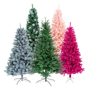 2024 New Style To Enhance Atmosphere Luxury Artificial 6 Feet Light Bottle Brush Pvc Christmas Trees With Led Lights