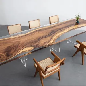 사용자 정의 현대 호두 에폭시 커피 테이블 예술 디자인 나무 에폭시 블루 강 수지 커피 테이블