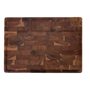 Planche à découper en bois d'acacia avec compartiments 42x30x2.5cm, rectangulaire, en bois massif, pour la préparation des aliments en cuisine - Product Image 5