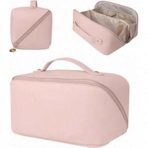 Trousse de maquillage en cuir PU personnalisée avec logo Vente en gros Oreiller carré imperméable pour demoiselles de mariée de voyage Sac cosmétique - Product Image 1