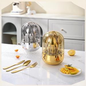 Ensemble de <span class=keywords><strong>couverts</strong></span> en plastique doré de <span class=keywords><strong>24</strong></span> pièces, <span class=keywords><strong>couverts</strong></span> occidentaux durables en acier inoxydable avec boîte cadeau pour cadeaux d'affaires, mariages - Product Image 1
