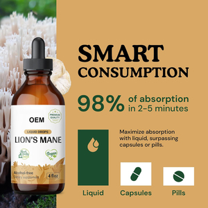 Suplemento de extracto de hongo de Melena De León orgánico OEM Lion Manes Oil Lions Mane Liquid para enfoque de memoria y claridad - Product Image 5