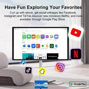 Televisor Tablet de 32 Pulgadas con Pantalla Táctil Inteligente, Sistema Operativo <span class=keywords><strong>Android</strong></span>, 8 GB + 128 GB de Almacenamiento, Soporte Giratorio para TV, Pantalla Móvil Inteligente LED, Televisor Portátil para Baño - Product Image 4