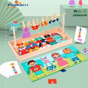 Jeux de déguisement et puzzles en <span class=keywords><strong>bois</strong></span> pour la petite enfance, pour développer la sensibilité esthétique, avec cartes, pour garçons et filles - Product Image 1