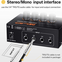 Mini-mixeur audio 4 canaux à faible bruit avec suppression du bruit, adaptateur secteur 12 V CC, réglage stéréo/mono, 20 Hz-20 kHz, pour microphones et guitares