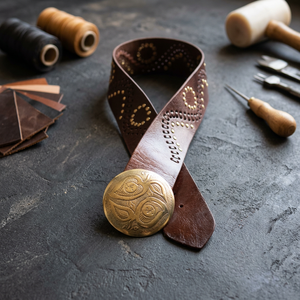 Ceintures tressées en cuir véritable faites à la main avec conchos argentés, style classique, unisexe, marron, noir, design tissé, modèle 10 - Product Image 3