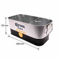 Seau à glace en fer blanc galvanisé 5L avec logo personnalisé, décapsuleur et poignée, pour boissons, multi-usages, stockage alimentaire