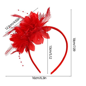 Serre-tête Fascinator pour Fête du Thé, Bal de Promo, Mariage, Accessoire de Cheveux, Coiffe, avec Fleurs Colorées, Plumes et Voile - Product Image 6