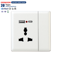 Prise murale universelle OEM à installation facile avec interrupteur, néon, ports USB-A et Type-C, multifonction, avec prises intégrées