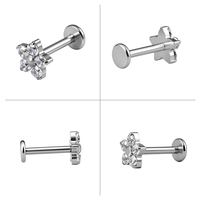 Boucles d'oreilles fines en titane zirconium ASTM-F136, motif floral, piercing de cartilage avec design lèvres, bijoux de corps