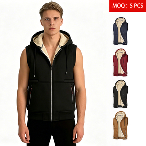 <span class=keywords><strong>Gilet</strong></span> en peau de mouton pour homme avec logo brodé personnalisé, de haute qualité, doublé de polaire, épais, chaud, fermeture éclair sur le devant, décontracté, polyvalent - Product Image 1