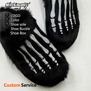 Luxury Custom <b>House</b> for Slippers Indoor Outdoor Winter Clog <b>Shoes</b> Hot Sale Knitting Fur Scuffs for Winter - Product Image 3