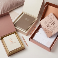 Coffret Cadeau de Journaux pour Femmes – Carnet de Planification Motivationnel Personnalisé à Couverture Rigide avec Logo Doré et Spirale