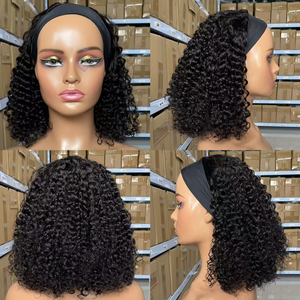 Perruque bandeau bouclée crépue en gros |   <span class=keywords><strong>Cheveux</strong></span> brésiliens Remy à double trame |   Style court sans colle pour femmes - Product Image 4