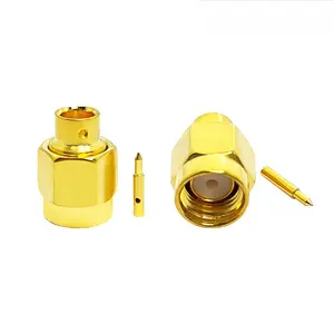 RF Connector gold full brass SMA Male Plug Solder straight for .141 SR RG402 RG141 Tinned coaxial Cable