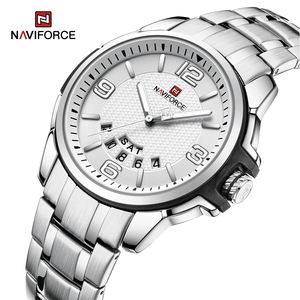 Montre NAVIFORCE 9215 pour homme, argent et bleu, quartz, acier inoxydable, étanche, affichage du calendrier et de la semaine - Product Image 6