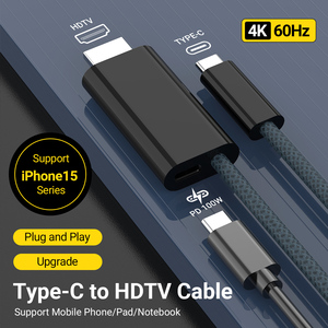<span class=keywords><strong>C</strong></span>âble adaptateur <span class=keywords><strong>USB</strong></span> 3.1 Type <span class=keywords><strong>C</strong></span> vers <span class=keywords><strong>HDMI</strong></span> Justlink 1,8 m (6 pi) 4K60Hz, mâle Type-<span class=keywords><strong>C</strong></span> vers mâle <span class=keywords><strong>HDMI</strong></span>, Pro pour Galaxy S8 Plus Lumia 950, vente en gros - Product Image 2