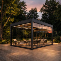 Pergola motorisée intelligente à fermeture automatique en aluminium, résistante aux intempéries, imperméable, pour jardin, extérieur, balcon