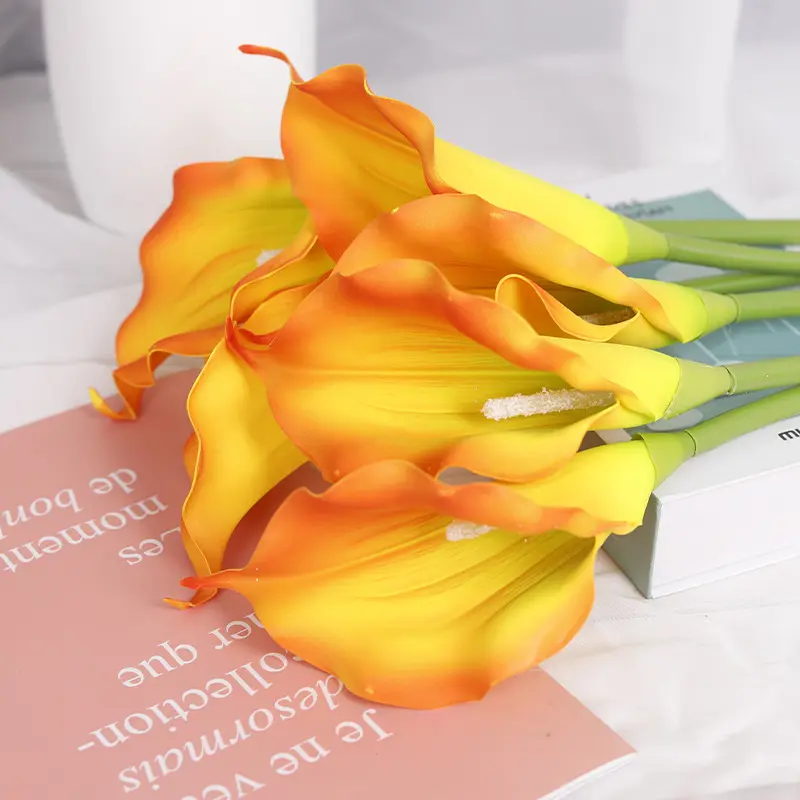 Senmamine ดอกไม้ผ้าไหมเทียมสัมผัสจริงดอกลิลลี่ปลอมสำหรับงานแต่งงานสำนักงานบ้านช่อดอกไม้ตกแต่ง DIY