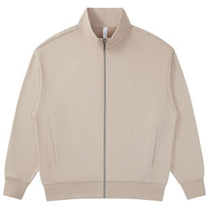 LLW17 330g Heavyweight 100% Cotton Winter US SIZE Terry Drop Shoulder <b>Sweatshirt</b> Stand Collar Trendy Casual Oversized Zipper - Product Image 6