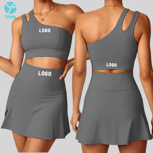 Ensemble de jupes anti-exposition Fitele de haute qualité, ensemble de soutien-gorge de <span class=keywords><strong>sport</strong></span> et jupe de golf pour femmes, tenue 2 en 1, ensemble de vêtements de yoga pour le tennis - Product Image 4