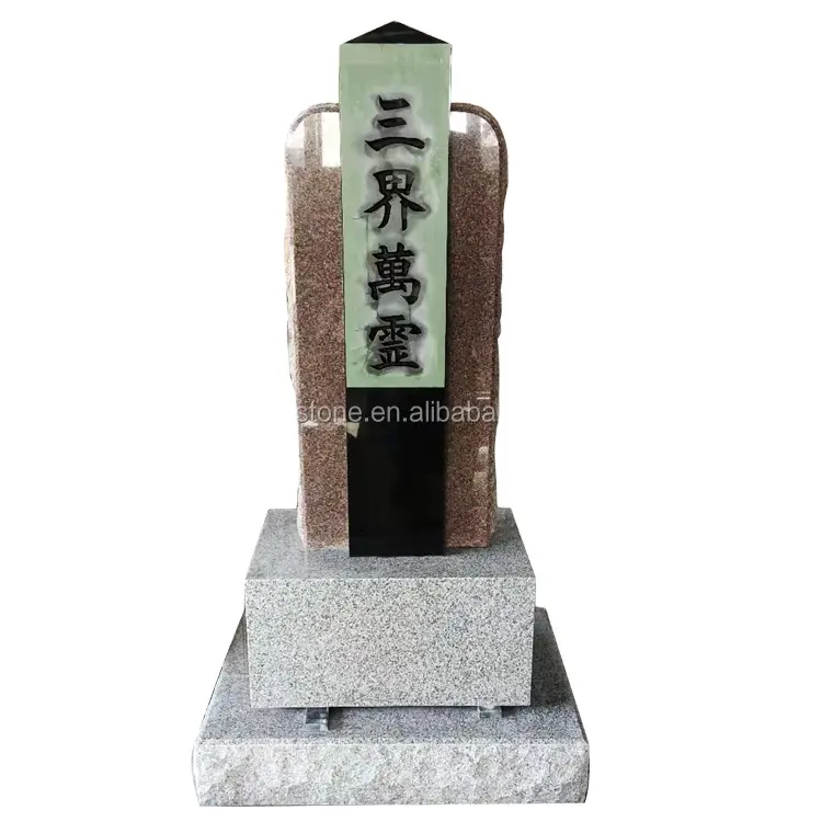 XHSTONE Factory Natural Black Stone Monument And High Quality Headstone For Memorial Japanese Style Tombstone Design