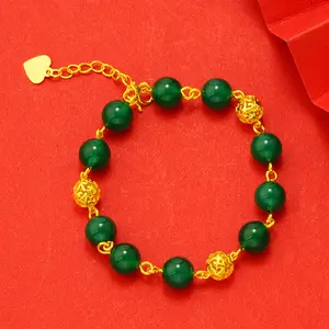 National Style Red Agate Bracelet Green Agate Good Luck Beads National Style Round Beads String Women's Hand Jewelry