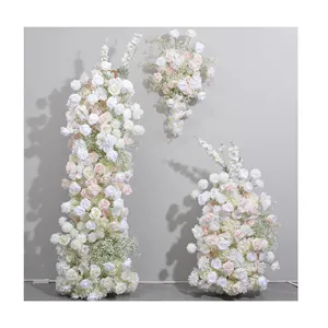 Wedding KT Board Artificial Hang Flower Decoration Faux Floral Ball Flower Runner Arch Row Horn Frame Stand For The Party Decor