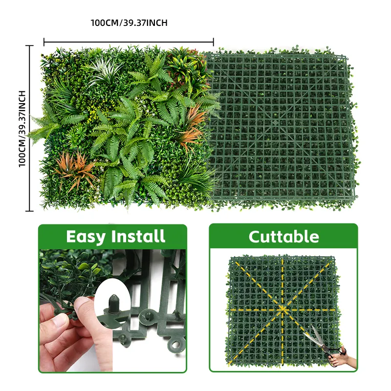 Pq72 Jardim Vertical Personalizado Folhagem Parede Folha De Plástico Parede Verde Buxo Artificial Painéis Planta Verde Contexto