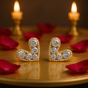 Orecchini in Oro con Diamanti Taglio Cuore, Colore Bianco Naturale G, Oro Giallo, Gioielli Certificati per Uso Quotidiano Romantico da Donna - Product Image 2